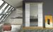 Petite armoire design de chambre à coucher 2 portes coulissantes naturel et blanc avec miroir Kinzo 120 cm - Photo n°2