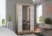 Petite armoire design de chambre à coucher 2 portes coulissantes naturel et blanc avec miroir Kinzo 120 cm - Photo n°3