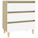 Petite commode Blanc et chêne sonoma 60x35x69 cm - Photo n°1