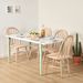 Petite table à manger bois blanc et pieds acier vert menthe Bazika 150 cm - Photo n°2