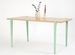 Petite table à manger bois clair et pieds acier vert menthe Bazika 150 cm - Photo n°1