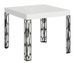 Petite table carrée 90/90 cm extensible 10 personnes 90 à 246 cm blanche et pieds métal gris foncé Gisa - Photo n°1
