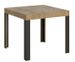 Petite table carrée 90/90 cm extensible 10 personnes 90 à 246 cm bois clair et pieds métal gris foncé Liva - Photo n°1