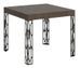 Petite table carrée 90/90 cm extensible 10 personnes 90 à 246 cm bois foncé et pieds métal gris foncé Gisa - Photo n°1