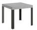 Petite table carrée 90/90 cm extensible 10 personnes 90 à 246 cm gris béton et pieds métal gris foncé Liva - Photo n°1