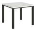Petite table carrée 90/90 cm extensible 90 à 180 cm blanche et cadre métal anthracite Diva - Photo n°1