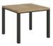 Petite table carrée 90/90 cm extensible 90 à 180 cm bois clair et cadre métal anthracite Diva - Photo n°1