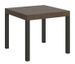 Petite table carrée 90/90 cm extensible10 personnes 90 à 246 cm bois foncé et métal anthracite Evy - Photo n°1