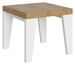 Petite table carrée extensible bois blanc et chêne naturel 90 à 246 cm Nako - Photo n°1
