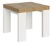 Petite table carrée extensible bois clair et blanc 90 à 246 cm Ribo - Photo n°1