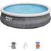 Piscine Gonflable - BESTWAY Fast Set - Ronde - 457 x 107 cm - Imitation Rotin - Épurateur a Cartouche de 2 006 L/H Échelle - Photo n°1