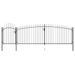 Portail de clôture de jardin avec dessus en lance 5x2 m Noir - Photo n°1