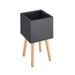 Pot carré sur pieds en bois - 30 x 30 x 50 cm - Pieds: 40 cm - Noir - Photo n°1