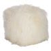 Pouf carré laine d'agneau blanche Licia - Photo n°1