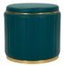 Pouf coffre de rangement bleu canard avec base dorée London - Photo n°1