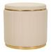 Pouf coffre de rangement en tissu crème avec base dorée London - Photo n°1