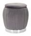 Pouf coffre Paris gris velours finition argent - Photo n°1
