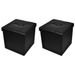 Pouf de rangement pliant Ottoman Noir 2 pcs - Photo n°1