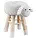 Pouf enfant mouton crochet blanc et pieds bois massif Leala - Lot de 4 - Photo n°1