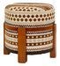 Pouf rond multicolore en tissu à motifs ethniques Madi - Photo n°1