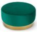Pouf rond velours vert et pied métal doré Mia D 75 cm - Photo n°1