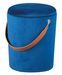 Pouf velours bleu avec sangle en simili cuir Valentin - Photo n°1