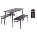 ProGarden Ensemble table et banc de jardin 3 pcs gris acier - Photo n°1