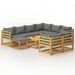 Salon de jardin 10 pcs avec coussin Bois d'acacia solide - Photo n°1