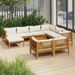Salon de jardin 10 pcs avec coussin crème Bois d'acacia solide - Photo n°1