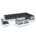 Salon de jardin 10 pcs avec coussins Blanc Bois de pin solide 3 - Photo n°1