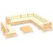 Salon de jardin 10 pcs avec coussins crème Bois de pin solide 8 - Photo n°1