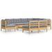 Salon de jardin 10 pcs avec coussins gris Bois de pin solide - Photo n°1