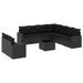 Salon de jardin 10 pcs avec coussins noir résine tressée - Photo n°1