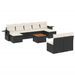 Salon de jardin 10 pcs avec coussins noir résine tressée - Photo n°1