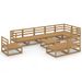 Salon de jardin 10 pcs Marron miel Bois de pin massif - Photo n°1