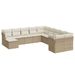 Salon de jardin 11 pcs avec coussins beige résine tressée - Photo n°1