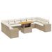 Salon de jardin 11 pcs avec coussins beige résine tressée - Photo n°1