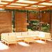 Salon de jardin 11 pcs avec coussins crème bois de pin - Photo n°1