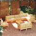Salon de jardin 11 pcs avec coussins crème Bois de pin solide - Photo n°1