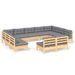 Salon de jardin 11 pcs avec coussins gris Bois de pin solide 4 - Photo n°1