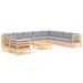 Salon de jardin 11 pcs avec coussins gris Bois de pin solide 3 - Photo n°1