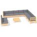 Salon de jardin 11 pcs avec coussins gris Bois de pin solide 5 - Photo n°1