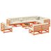 Salon de jardin 11 pcs marron cire bois de pin massif - Photo n°1