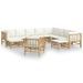 Salon de jardin 12 pcs avec coussins blanc crème bambou - Photo n°1