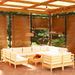 Salon de jardin 12 pcs avec coussins crème Bois de pin massif - Photo n°1