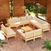 Salon de jardin 12 pcs avec coussins crème Bois de pin massif - Photo n°1