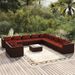 Salon de jardin 12 pcs avec coussins Marron Résine tressée - Photo n°1