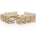 Salon de jardin 13 pcs avec coussins Bois de pin massif 17 - Photo n°1