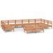 Salon de jardin 13 pcs Marron miel Bois de pin massif - Photo n°1