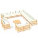 Salon de jardin 14 pcs avec coussins crème Bois de pin solide 2 - Photo n°1